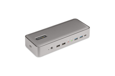 StarTech.com Dual-Laptop USB-C KVM Docking Station, Dual Monitor 4K 60Hz DisplayPort Dock, 5-Port USB Hub, GbE, 90W/45W Power Delivery voor Twee Laptops, Windows/Mac, Dual Host KVM Dock