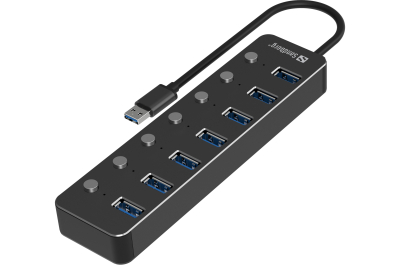 Sandberg 134-33 interface hub USB 3.2 Gen 1 (3.1 Gen 1) Type-A 5000 Mbit/s Zwart