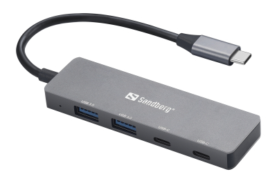 Sandberg 136-50 interface hub USB Type-C 5000 Mbit/s Grijs