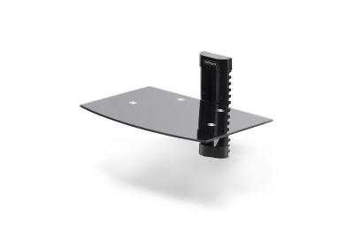 StarTech.com Hangende Wandplank voor Audio/Video Apparatuur, In Hoogte Verstelbaar Schap voor Onder TV, Hangend Wandmeubel, Organiseer uw A/V apparatuur op dit zwart gehard glazen schap