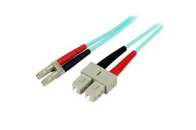 StarTech.com 1m LC/UPC naar SC/UPC OM3 Multimode Glasvezel Netwerkkabel, Full Duplex 50/125µm Zipcord Fiber, 100G Netwerken, LOMMF/VCSEL,