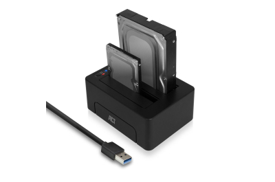 ACT 2,5" en 3,5" SATA dual HDD/SSD dockingstation, USB 3.2 Gen1