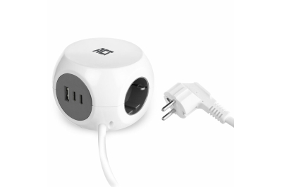 ACT AC2420 power uitbreiding 1,5 m 3 AC-uitgang(en) Binnen Wit