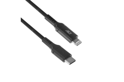 ACT USB 2.0 Laad- en datakabel C male - Lightning male 1 meter, nylon, MFI gecertificeerd
