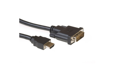 ACT 2 meter HDMI naar DVI-D adapterkabel, 1x HDMI A male, 1x DVI-D single link male 18+1