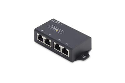 StarTech.com 2-Port Gigabit Midspan PoE+ Injector, 10/100/1000Mbps, PoE+ (802.3af/at), 30W, 1Gbps Ethernet, Wandmonteerbaar, Onbeheerde Inline Power Over Ethernet