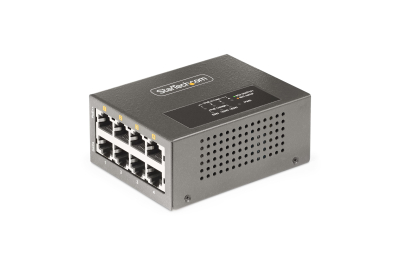 StarTech.com 4-Port Multi-Gigabit PoE++ Injector, 5/2.5/1G Ethernet (NBASE-T), PoE/PoE+/PoE++ (802.3af/802.3at/802.3bt), 160W PoE Budget, Wand/DIN Rail Monteerbaar, Onbeheerd