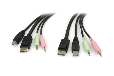 StarTech.com 1,80m 4-in-1 USB DisplayPort KVM-switch Kabel met Audio en Microfoon