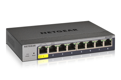 NETGEAR GS108Tv3 Managed L2 Gigabit Ethernet (10/100/1000) Grijs