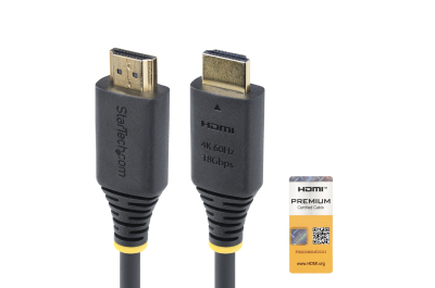 StarTech.com 1m Premium Gecertificeerde High Speed HDMI Kabel, 4K 60Hz/1440p 144Hz, HDR10/HDCP 2.2/ARC, 18Gbps, UHD HDMI 2.0 Kabel voor TV/Monitor/Display, TPE Mantel
