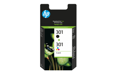 HP 301 originele zwarte/drie-kleuren inktcartridges, 2-pack