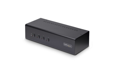 StarTech.com 4-Port Dual-Monitor DisplayPort KVM Switch, 4K 60Hz, 2x USB 5Gbps Hub Ports, 2x USB 2.0 HID Ports, Hotkey/Drukknop Schakeling, TAA Compliant, 3.5mm Audio, HDCP