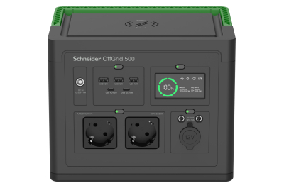 APC SE OffGrid Portable Power Station 500 - Li-Ion accu, LCD, 2x stopcontact, 3x USB-A, 2x USB-C, 3x 12V, draadloze lader