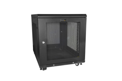StarTech.com 4 Post 12U Netwerkkast, Vergrendelbare 19" Patchkast voor Computer / AV / IT / Data Apparatuur, Server Rack voor Bureau/Thuis met Wielen & Verstelbare Montagerails