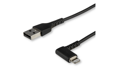 StarTech.com Premium USB-A naar Lightning Kabel 1m Zwart - Robuuste 90° haakse USB Type A naar Lightning Charge & Sync Oplaadkabel met Aramide Vezels - Apple MFi Gecertificeerd - iPhone