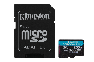 Kingston Technology 256GB microSDXC Canvas Go! Plus Gen4 200MB/s A2 U3 V30 kaart + adapter