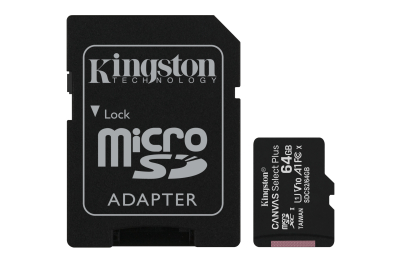 Kingston Technology Canvas Select 64GB micSDXC Plus 100R A1 C10 kaart + ADP