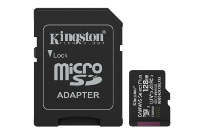Kingston Technology 128GB microSDXC Canvas Select Plus Gen3 150MB/s A1 kaart + adapter
