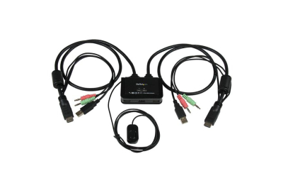 StarTech.com 2-poorts USB HDMI-kabel KVM-switch met audio en remote switch met USB-voeding
