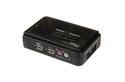 StarTech.com 2-poort USB KVM-switch Zwart met Audio en Bekabeling