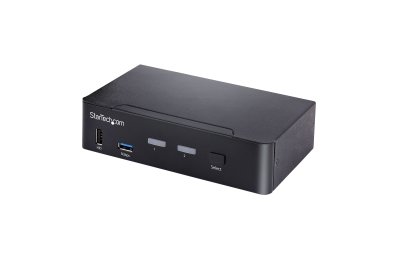 StarTech.com 2 Port USB C KVM Switch, DisplayPort KVM met 4K 60Hz UHD HDR Video, 3.5mm Audio, 4x USB HID en 2x USB A 3.2 Gen 1 5Gbps Hub, High-speed USB 3.0 Hub, Hot Key Schakeling, Thunderbolt 3/4 Compatibel