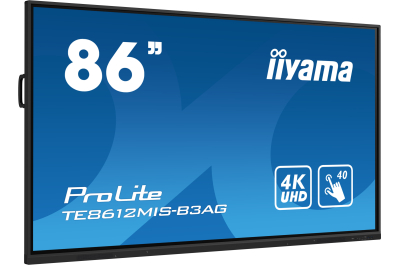 iiyama TE8612MIS-B3AG beeldkrant Kiosk-ontwerp 2,18 m (86") LCD Wifi 400 cd/m² 4K Ultra HD Zwart Touchscreen Type processor Android 11 24/7