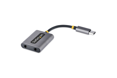 StarTech.com USB-C Headphone Splitter, USB Type C Dual Headset Adapter met Mic Input, USB C naar 3.5mm Audio Adapter/Earphone Dongle, USB C naar Audio Jack/Aux Output, 24-bit DAC