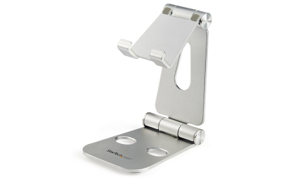 StarTech.com Telefoon en Tablet Steun, Uitklapbare Universele Smartphone- en Tablethouder, Verstelbare Kijkhoek, Ergonomische Bureau Telefoonhouder, Draagbaar, Zilver